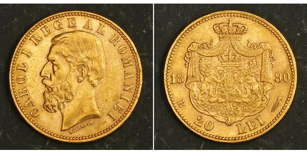 20 Leu Kingdom of Romania (1881-1947) Gold Carol I of Romania (1839 - 1914)