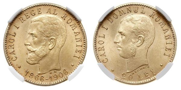 20 Leu Kingdom of Romania (1881-1947) Gold Carol I of Romania (1839 - 1914)