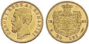 20 Leu Königreich Rumänien (1881-1947) Gold Karl I. (Rumänien) (1839 - 1914)