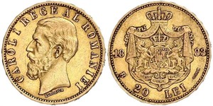 20 Leu Königreich Rumänien (1881-1947) Gold Karl I. (Rumänien) (1839 - 1914)