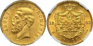 20 Leu Königreich Rumänien (1881-1947) Gold Karl I. (Rumänien) (1839 - 1914)