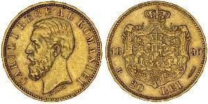 20 Leu Königreich Rumänien (1881-1947) Gold Karl I. (Rumänien) (1839 - 1914)