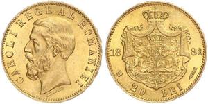 20 Leu Königreich Rumänien (1881-1947) Gold Karl I. (Rumänien) (1839 - 1914)