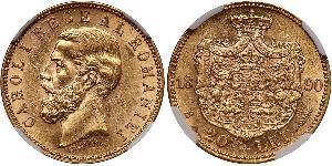 20 Leu Königreich Rumänien (1881-1947) Gold Karl I. (Rumänien) (1839 - 1914)