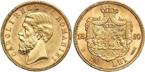 20 Leu Königreich Rumänien (1881-1947) Gold Karl I. (Rumänien) (1839 - 1914)