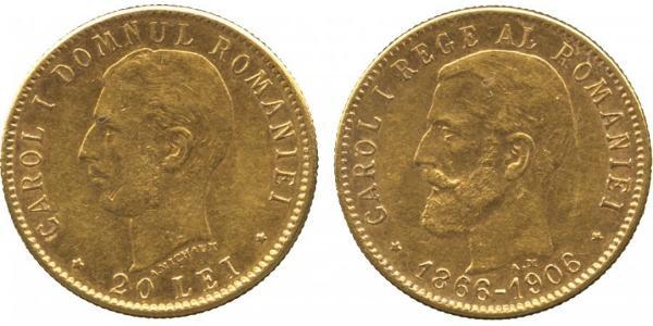 20 Leu Königreich Rumänien (1881-1947) Gold Karl I. (Rumänien) (1839 - 1914)