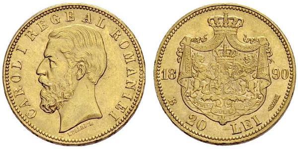 20 Leu Königreich Rumänien (1881-1947) Gold Karl I. (Rumänien) (1839 - 1914)