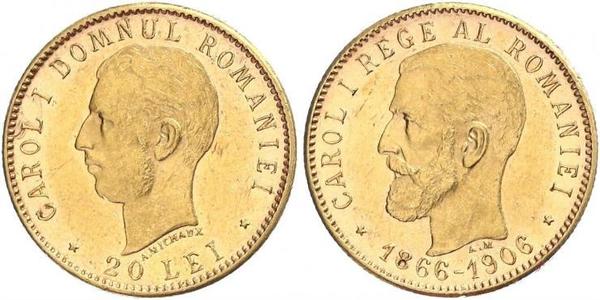 20 Leu Königreich Rumänien (1881-1947) Gold Karl I. (Rumänien) (1839 - 1914)