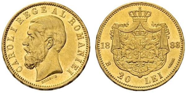 20 Leu Royaume de Roumanie (1881-1947) Or Charles Ier de Roumanie (1839 - 1914)