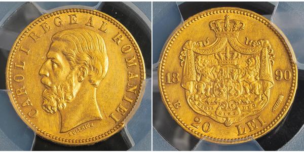 20 Leu Royaume de Roumanie (1881-1947) Or Charles Ier de Roumanie (1839 - 1914)