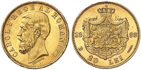 20 Leu Royaume de Roumanie (1881-1947) Or Charles Ier de Roumanie (1839 - 1914)