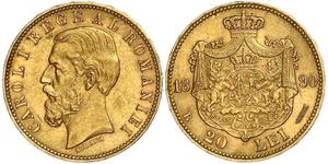 20 Leu Regno di Romania (1881-1947) Oro Carlo I di Romania (1839 - 1914)