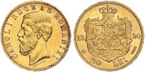 20 Leu Regno di Romania (1881-1947) Oro Carlo I di Romania (1839 - 1914)