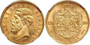 20 Leu Regno di Romania (1881-1947) Oro Carlo I di Romania (1839 - 1914)