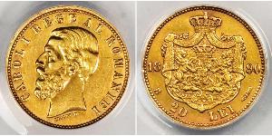 20 Leu Regno di Romania (1881-1947) Oro Carlo I di Romania (1839 - 1914)