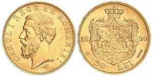 20 Leu Regno di Romania (1881-1947) Oro Carlo I di Romania (1839 - 1914)