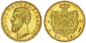 20 Leu Reino de Rumanía (1881-1947) Oro Carlos I de Rumania (1839 - 1914)