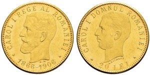 20 Leu Reino de Rumanía (1881-1947) Oro Carlos I de Rumania (1839 - 1914)