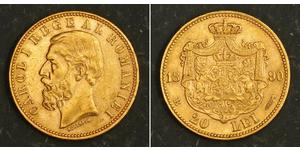 20 Leu Reino de Rumanía (1881-1947) Oro Carlos I de Rumania (1839 - 1914)