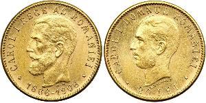 20 Leu Reino de Rumanía (1881-1947) Oro Carlos I de Rumania (1839 - 1914)