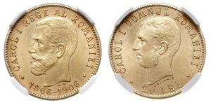 20 Leu Reino de Rumanía (1881-1947) Oro Carlos I de Rumania (1839 - 1914)