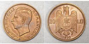 20 Lev Königreich Rumänien (1881-1947) Messing/Nickel Carol II of Romania (1893 - 1953)