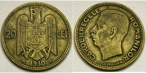 20 Lev Königreich Rumänien (1881-1947) Messing/Nickel Carol II of Romania (1893 - 1953)