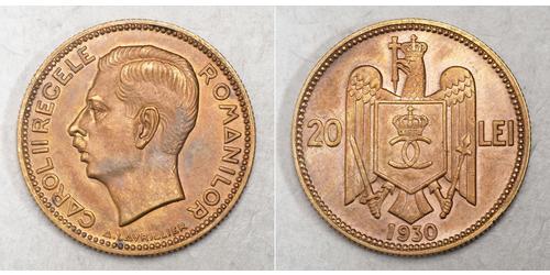 20 Lev Königreich Rumänien (1881-1947) Messing/Nickel Carol II of Romania (1893 - 1953)