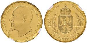 20 Lev Bulgaria Oro Ferdinando I di Bulgaria (1861 -1948)