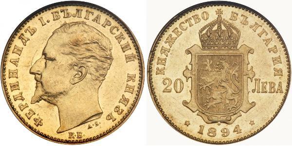 20 Lev Bulgaria Oro Ferdinando I di Bulgaria (1861 -1948)