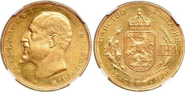 20 Lev Bulgaria Oro Ferdinando I di Bulgaria (1861 -1948)