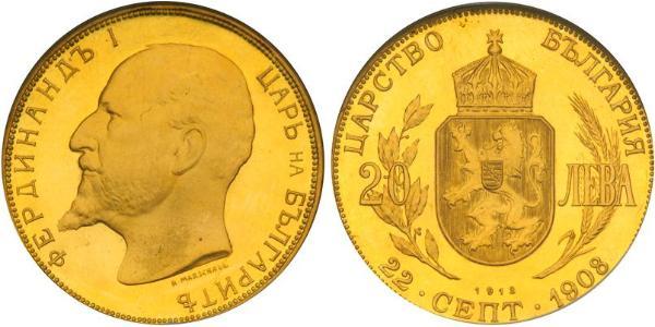 20 Lev Bulgaria Oro Ferdinando I di Bulgaria (1861 -1948)