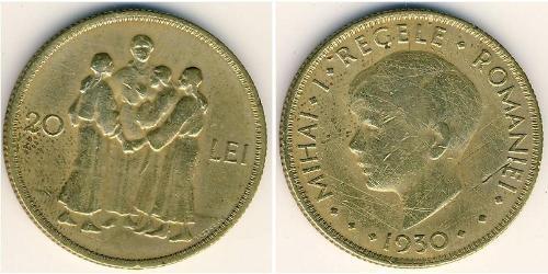20 Lev Regno di Romania (1881-1947) Ottone/Nichel Michele I di Romania (1927-)