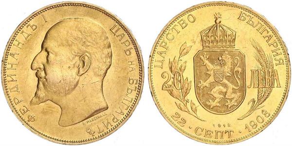20 Lev 保加利亚 金 Ferdinand I of Bulgaria (1861 -1948)