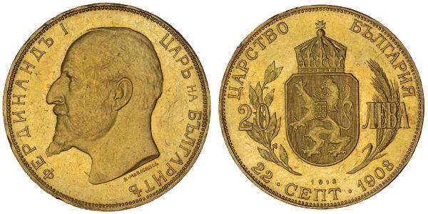 20 Lev 保加利亚 金 Ferdinand I of Bulgaria (1861 -1948)