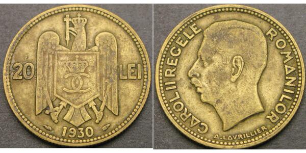 20 Lev 羅馬尼亞王國 (1881 - 1947) 黃銅/镍 Carol II of Romania (1893 - 1953)