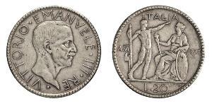 20 Lira Kingdom of Italy (1861-1946) Argent Victor-Emmanuel III d