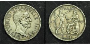 20 Lira Kingdom of Italy (1861-1946) Argent Victor-Emmanuel III d