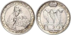 20 Lira Saint-Marin Argent 