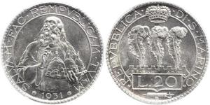 20 Lira Saint-Marin Argent 