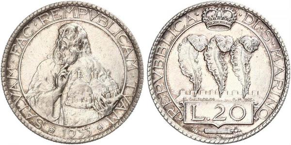 20 Lira Saint-Marin Argent 
