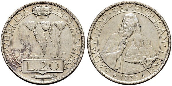 20 Lira Saint-Marin Argent 