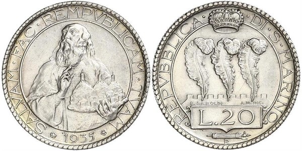 20 Lira San Marino Argento 