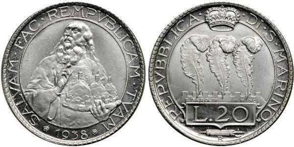 20 Lira San Marino Argento 