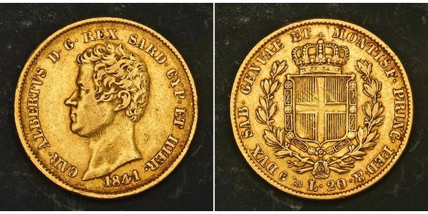 20 Lira Königreich Sardinien (1324 - 1861) / Italien Gold Karl Albert (Sardinien-Piemont) (1798 - 1849)