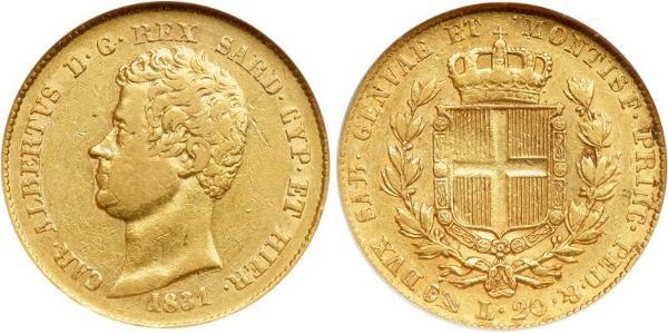 20 Lira Kingdom of Sardinia (1324 - 1861) / Italy Gold Charles Albert of Sardinia (1798 - 1849)