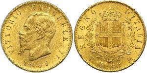 20 Lira Kingdom of Italy (1861-1946) Gold Victor Emmanuel II of Italy (1820 - 1878)