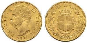 20 Lira Kingdom of Italy (1861-1946) Gold Umberto I (1844-1900)