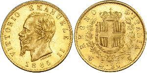 20 Lira Kingdom of Italy (1861-1946) Gold Victor Emmanuel II of Italy (1820 - 1878)