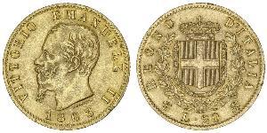 20 Lira Kingdom of Italy (1861-1946) Gold Victor Emmanuel II of Italy (1820 - 1878)